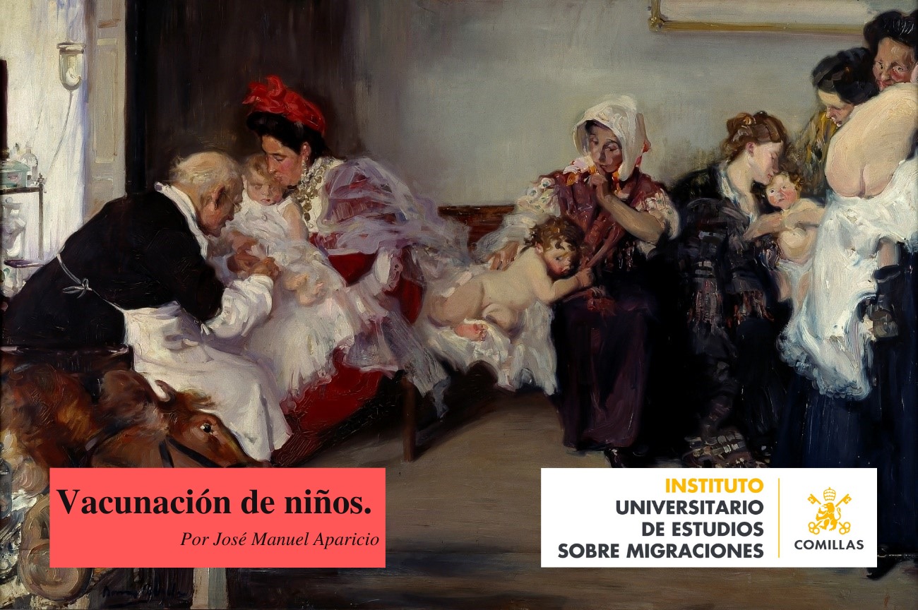 Vacunación de niños. Vicente Borrá y Abellá 1898. (Museo del Prado)